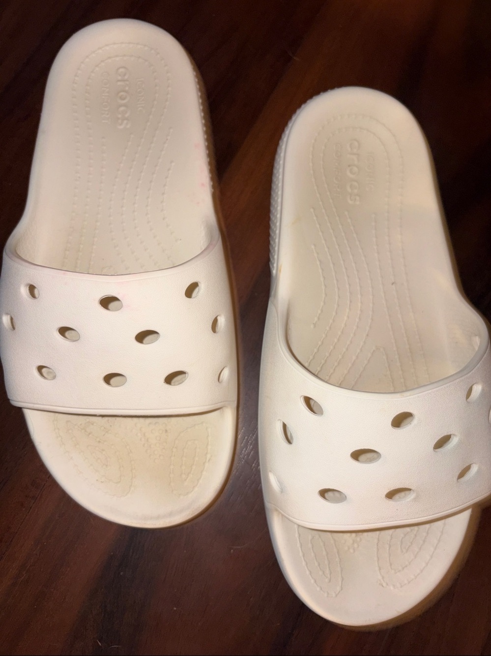 CROCS White Slide Sandals with Vent Holes